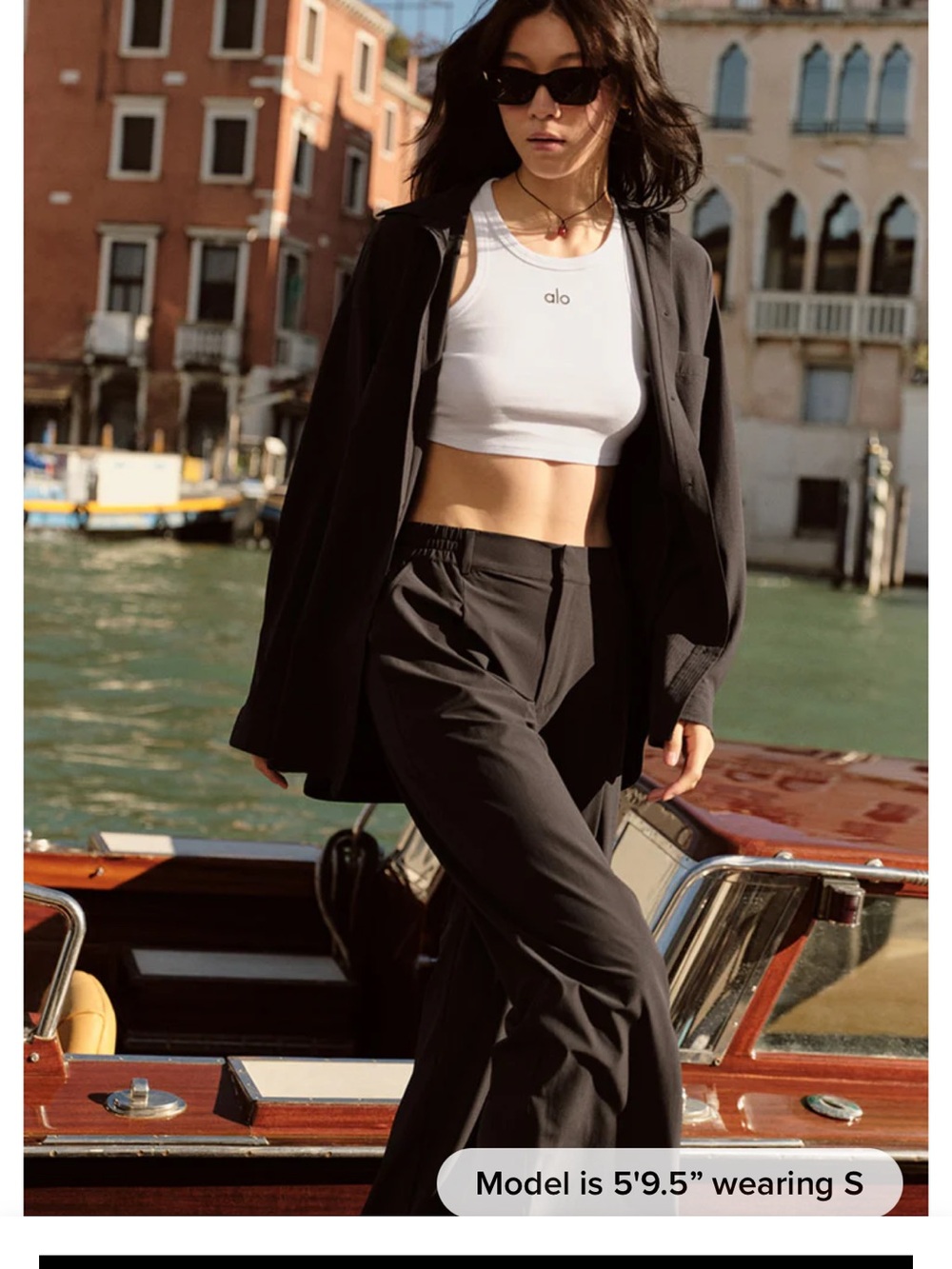 ALO Yoga Black High-Waist Wide-Leg Pants - Picture 6 of 7